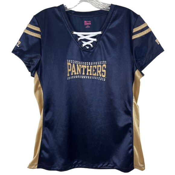 Pittsburgh Panthers Womens Shirt Blue Gold NCAA Knights Apparel for Her Sz Large - Picture 1 of 9